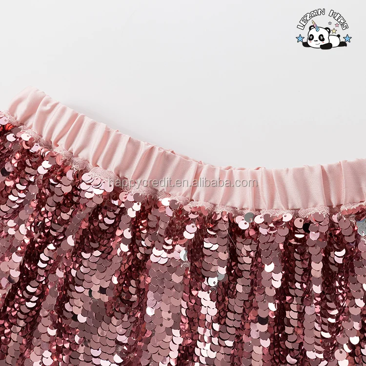LEZONKIDS - Saia Plissada para Crianças Personalizável com Lantejoulas Brilhantes de Verão, Saia Curta Fofa para Meninas